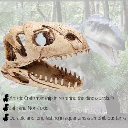 Dinosaur Animal Skull Aquarium Large Décor Cave Decorations Fish Hideout Tank Betta Tarantula Reptile Snake for Terrarium Decor Ornament Bones Halloween - color: Velociraptor