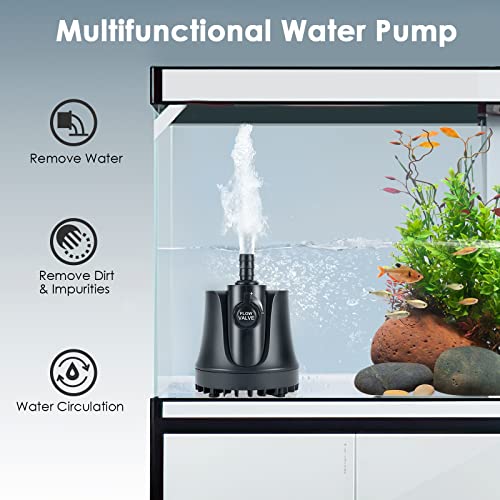 AQQA 265-800 GPH Submersible Aquarium Water Pump with Adjustable Switch, Water Removal and Drainage Sump Cleaning Pump with 2 Nozzles for Aquarium, Pond, Fish Tank, Hydroponics, Backyard (45W 660GPH) - size: 45W 660GPH