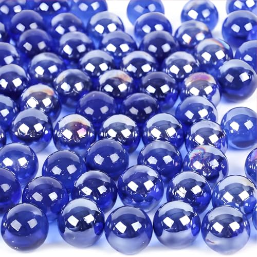 DomeStar 1LB Glass Marbles Bulk, Marbles for Vases 0.63 Inch Vase Fillers Dark Blue Glass Beads for Home Decor - color: Dark Blue
