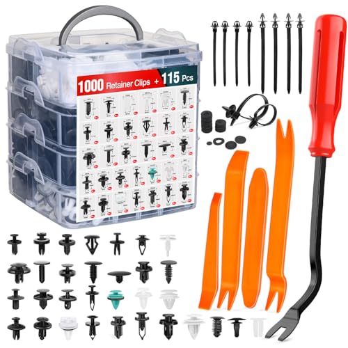 Nilight 1115Pcs Car Push Retainer Clips Auto Fasteners Kit 32 Most Popular Sizes Nylon Bumper Fender Rivets with 5 Fasteners Remover 10 Cable Ties for Toyota GM Ford Honda Chevy - color: 1115Pcs Clips+ Remover