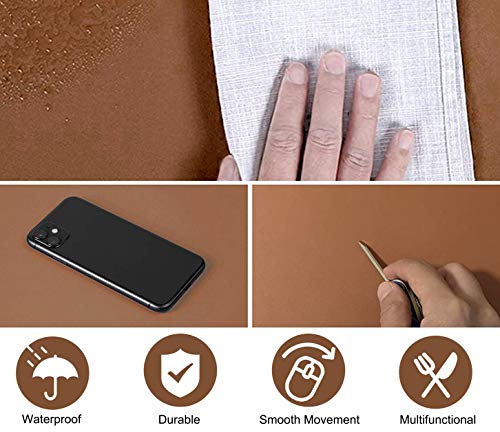 SUJAYU Dual Sided PU Leather Desk Pad, Mouse Pad, Office Desk Mat, Non-Slip Laptop Desk Pad, Waterproof Desk Writing Pad for Office and Home (23.6" x 11.8", Brown+Silver) - color: Brown+silver, size: 11.8" x 23.6"