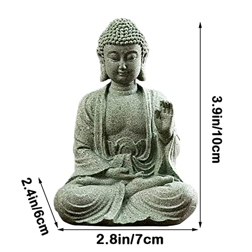 livelyfish Meditating Buddha Statue Natural Sandstone Buda Sculptures for Fish Tank Aquarium Decorations Home Zen Garden Bonsai Ornament Decor, Gifts (Fearless-Small) - size: B-Small
