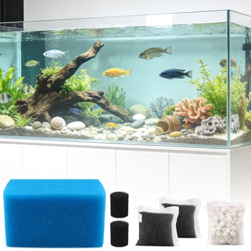Big Peng AC70 Aquarium Filter Media Maintenance Kit Compatible with Aquaclear Fluval AC70 Power Filters, Includes 1 Blue Foam, 2 Activated Carbon, 1 BioMax Pellets, 2 Intake Strainer Sponge