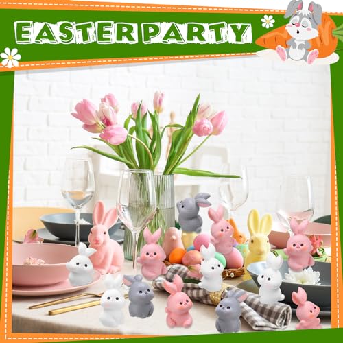 Marsui 100 Pcs Bunny Miniatures Figurines Rabbit Miniature Accessories Easter Garden Landscape Garden Bunny for Easter Accessories Dollhouses Decoration(Funny Rabbit)