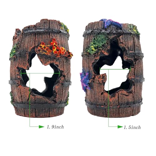 Fish Tank Decoration for Aquarium Tank, Betta Fish Tank Accessories Starfish Barrel x 1pc, Aquarrium Decor Aquatic Plants x 4pcs, Aquarium Decor Starfish x 1pcs.