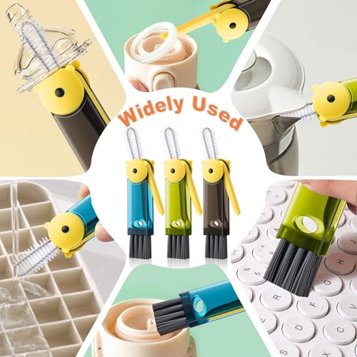 3 in 1 Cup Lid Cleaning Brush, Portable Gap Cleaner Brush - Multifunctional Bottle Cleaning Brush for Bottle Gap/Tight Spaces/Travel Bottle Lid, Home Kitchen Crevice Brush Tools, 3 PCS - color: Grey Green Blue