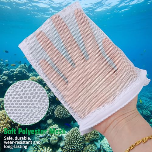 10 pcs Aquarium Media Bag with Zipper, Reusable Fine Mesh Bag for Aquarium Filter Media, 5.9" x 3.9" - color: White
