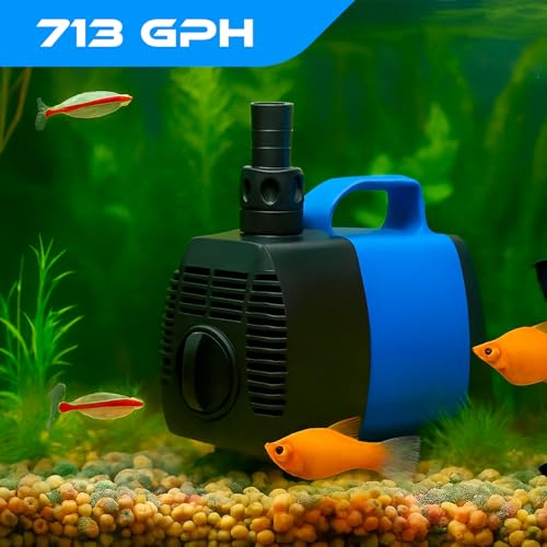 713 GPH Amphibious Submersible and Inline Water Pump - For Aquarium, Pond, Hydroponics, Fountain with Ceramic Shaft, 8.5 ft Lift, 45W - 4 Pack - color: Blue; 4 Pack, size: 713 GPH