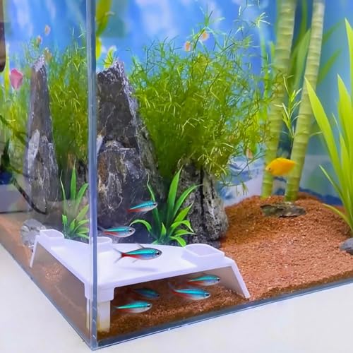 Aquarium Underground Cave Decor: Fish Tank Corne Tunnel Hideout for Shrimp & Betta - Viewing Fish Under Gravel Cave Hide - for Fish Tank Creative Decor Enthusiast（White (White) - color: White