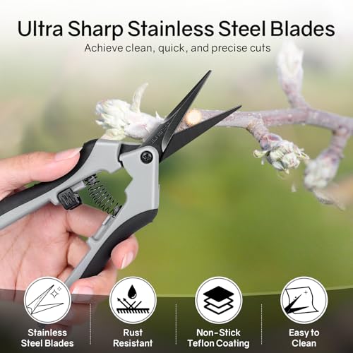6.5" Ultra Sharp Pruning Shears - Professional Garden Scissors with Straight Stainless Steel Blades, Ergonomic Handle, Rust Resistant, Safety Lock, Trimming Scissors for Plants in Grow Tents, 2-Pack - style: 6.5" Straight Blade*2