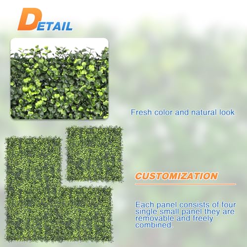 TANG 20"x20"-1PC Artificial Greenery Boxwood Panels Grass Wall Panel, Faux Privacy Fence Ivy Screens Backdrop Fake Hedge for Indoor Outdoor Wedding Décor, Boxwood with Backing - color: Boxwood With Backing, size: 20"x20"