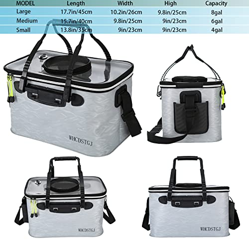 Transparent Lid Fishing Bucket, Portable Foldable Fishing Bucket, Bait Bucket, Fish Bucket, Live Bait Storage. (4 gallons) - color: Gray, size: size4gallon