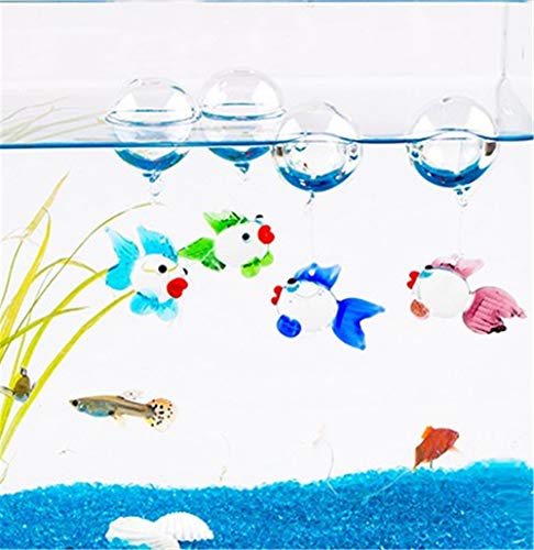 Fish Tank Ornaments Color Bubble Fish Miniature Hand Blown Tropical Fish Figurine Art Glass Sea Animals Collection,Set of 6 for Small and Medium Fish Tanks (4) - color: Multicolored-3