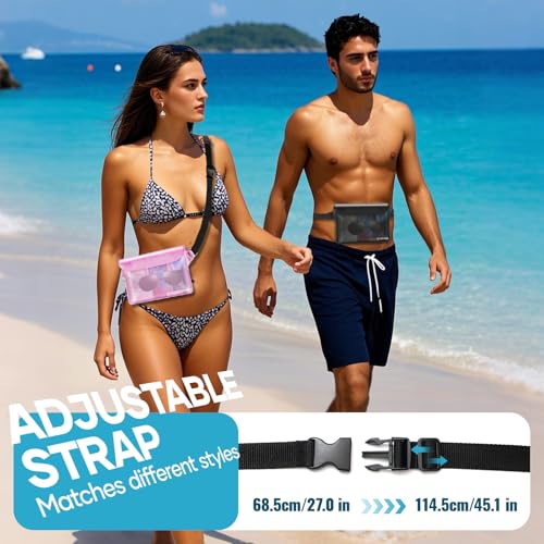 Waterproof Fanny Pack for Women, Waterproof Pouch for Phone Passport Purse, Beach Accessories Dry Bag, Floating Water proof Bags for Cruise Ship Travel Water Park Boating Fishing Diving Kayaking Pool - color: Red & Black