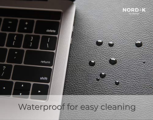 Nordik Leather Desk Mat Cable Organizer - Pebble Black 35 X 17 inch - Premium Mouse Mat - Felt Vegan Leather Desk Pad Protector - Desk Blotter Matt Keyboard - Large Desk Matt for Desktop Computer - color: Pebble Black