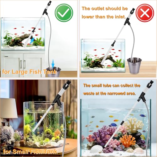 Carefree Fish Aquarium Siphon Gravel Cleaner 6Ft Hose Tank Water Changer Sand Vacuum Multifunctional Cleaning Tools Fish Feeding Tube Coral Feeder Pipette Upgraded Turkey Baster