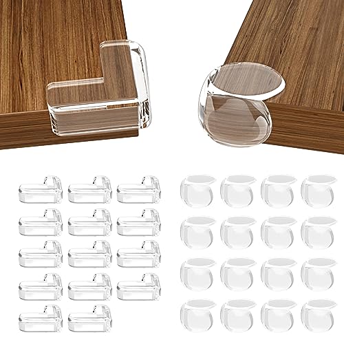 30 Pack Clear Baby Corner Protectors, L-Shaped & Spherical Furniture Edge Guards for Baby Proofing Soft PVC Table Corner Covers for Safety on Tables, Cabinets, Shelves – Childproof Bumpers for Home - color: 14 L-shaped + 16 Spherical