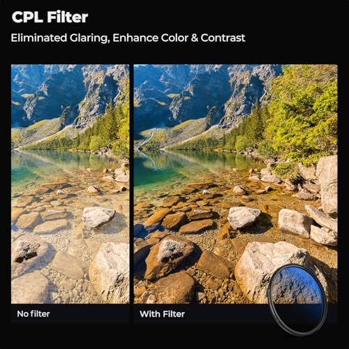 K&F Concept 62mm UV/CPL/ND2-400 Lens Filters Kit (3 PCS)-18 Multi-Layer Coatings, UV + Polarizer + Variable ND Lens Filters Kit (1-9 Stops) + Cleaning Cloth+ Filter Pouch for Camera Lens (K-Series) - size: 62mm