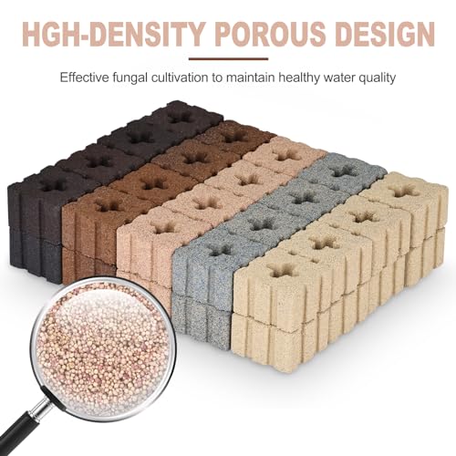 RealPlus Aquarium Filter Media 40pcs Bio Ceramic Brick for Marine and Freshwater Aquarium Canister Filter Pond Fish Tank (1.8" x 1.8" x 1.1")