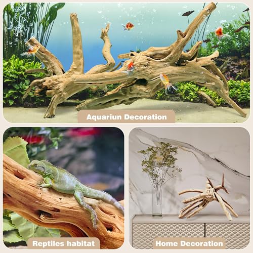 WDEFUN Natural Spiderwood for Aquarium Decor 2-Piece 11''-14'' Long Natural Driftwood Branches for Fish Tank Decorations - size: Spiderwood （11-14 inch pack of 2）