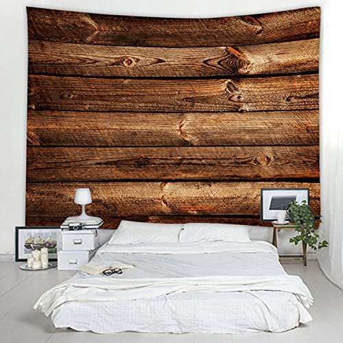 WODEJIA Fabric Tapestry Decorative Wall Art Tablecloth Bedspread Picnic Blanket Beach Throw Blanket for Bedroom Hall Dormitory Living Room Hanging 79 x 59 inches Brown Wooden Wall Print - color: Brown Wooden Wall, size: 79"L x 59"W