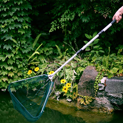 RESTCLOUD Fishing Landing Net with Telescoping Pole Handle, Fishing net Freshwater for Kids Men Women, Extend to 40-63 Inches - style: A: Aluminum Handle, 50" Full