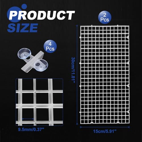 uxcell 2Pcs Aquarium Fish Tank Divider, 12x6 Inch Plastic Egg Crate Light Diffuser Grid Filter Bottom Partition Separator with Sucker Clips and Suction Cups for Aquarium, Clear - color: Clear, size: 12x6 Inch