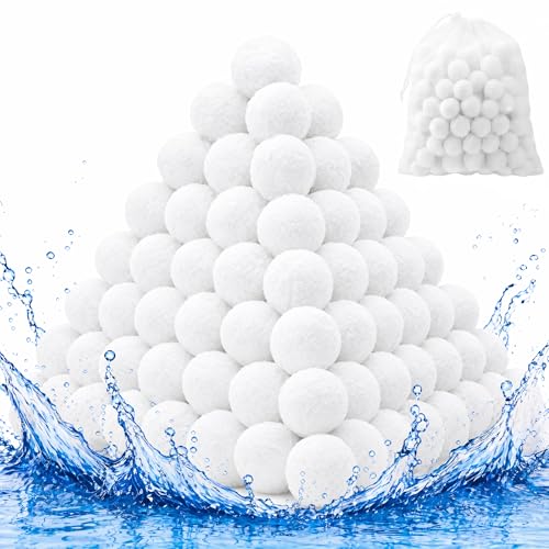 1.8 LBs Pool Filter Balls for Sand Filter, Reusable Pool Sand Filter Balls, Eco-Friendly Pool Filter Media Balls for Swimming Pool, Aquarium Tank (Equals 60 LBs Pool Filter Sand, White) - color: White, size: 1.8 LBS