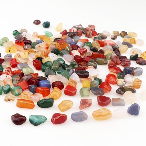 0.96LB Aquarium Gravel Natural Pebbles Crushed Stones Polished Bulk Irregular Shaped Succulent Rocks Vase Filler Fish Tank Decorative - Colorful