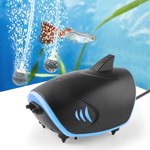 3W 6W Silent Aquarium Air Pump -80GPH/160GPH Large Air Volume Fish Aerator, Adjustable Oxygen Pump for Fish Tank up to 300 Gallon - style: 3W-Bule