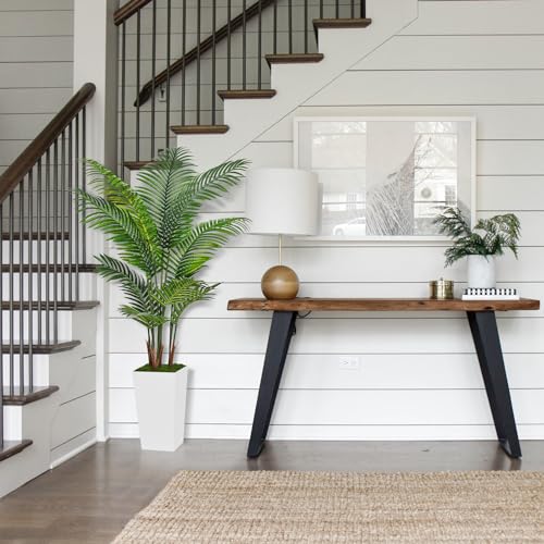 ASTIDY Artificial Palm Tree 5FT - Fake Tree with White Tall Planter - Faux Tropical Areca Floor Plant in Pot - Artificial Silk Plant for Home Office Living Room Decor Indoor