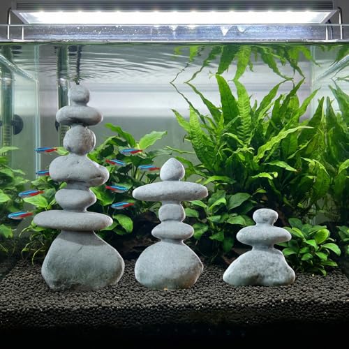 5-Stone Mini Stacked Zen Rock Stone Decor,Handmade Rocks Statues Japanese Garden Decor, Fish Tank Aquarium Decorations,Micro Landscape Decor (5-Stone) - size: 5-Stone