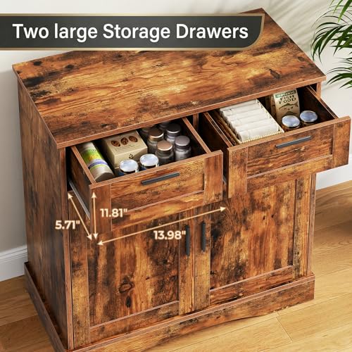 20-29 Gallon Fish Tank Stand with Storage, Aquarium Stand with 2 Drawers for Fish Tank Accessories, 29 Gallon Aquarium Cabinet, 30.71''L x 15.75''W Tabletop, Rustic Brown PTBX01BR - color: Rustic Brown, size: 20-29 Gallon