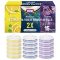 15Ct Aromative Toilet Brush Refills, Toilet Bowl Cleaner Refills, Double-Layer Cleaning Pads Added, Disposable Refill Heads for Toilet Bowl Cleaner Wands，Lemon, Blue Ocean, Lavender （Patented） - color: Lemon, Blue Ocean, Lavender(15P)