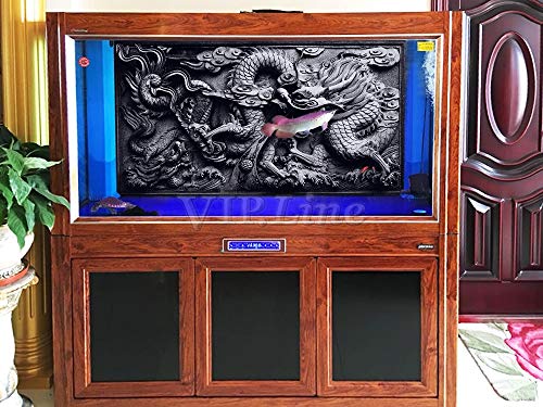 Dragon Relief Aquarium Background Poster PVC Fish Tank Decorations Landscape (48" x 30"/ 122 x 76cm) - size: 48" x 30"/ 122 x 76cm
