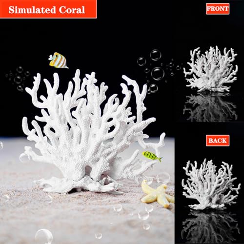 Besimple Artificial Aquarium Coral Ornament Plastic Fish Tank Plants Decoration for Aquarium Landscape (White) - color: White