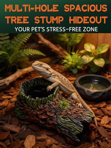 Aquarium Decor - Large Hollow Bark Hiding Cave,Resin Reptile Hideout for Bearded Dragons,Fish Tank Hideout with Realistic Scales Texture, Lizard,Gecko,Turtle, Snake,Beta Fish,Plecos Aquatic Pet - color: Hollow Bark Hideout
