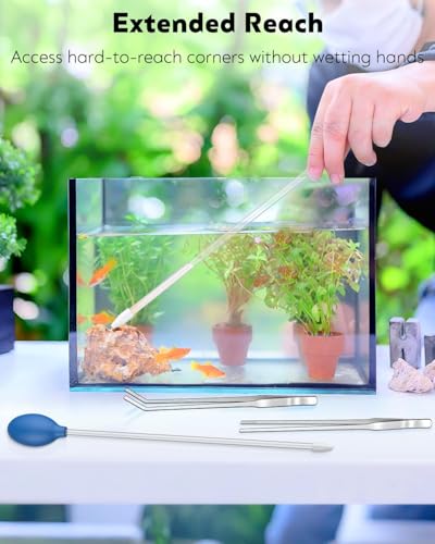 Pawfly Aquarium Coral Feeder Kit, 13.7" & 15.7" Long Tube with 11" Long Tweezers, Coral Food Feeders for Reef Marine Fish Shrimp, Long Acrylic Syringes with Stainless Steel Aquarium Tweezers - color: Blue, size: 13.7" & 15.7" coral feeders & 11" long twee