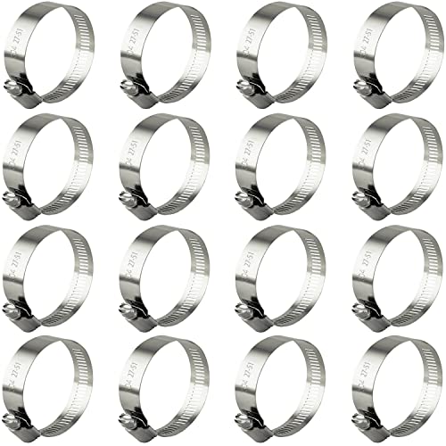 ZIPCCI Hose Clamp, 1-2 Inch Worm Gear Hose Clamps Stainless Steel for Fuel Line, Pipe, Radiator, Tube and Fuel Line, 27-51mm (16pack) - size: 27-51mm