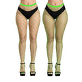 EVERSWE High Waist Fishnet Tights, Thigh High Suspender Stockings - color: Neon Green (Large Grid+medium), size: Large-X-Large