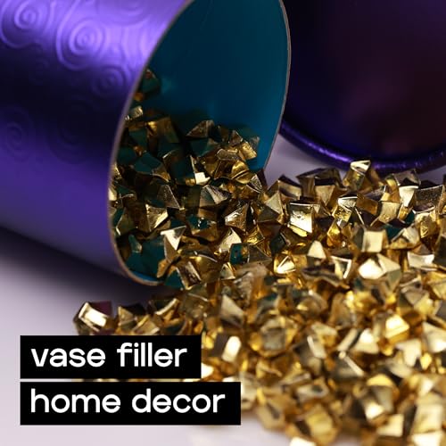 Gold Acrylic Ice Rocks - Golden Gemstones & Crystals Fake Diamonds - About 420 pcs - Vase Filler - Jewels for Crafts - Fish Tank Rocks - Sensory Bin Filler Gems for Crafting - Fake Ice Aquarium Stones - color: Golden Rocks
