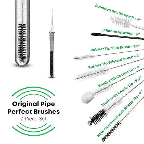 Pipe Perfect Original Cleaning Brush Set – Multi-Size Detail Brushes for Glass, Bottle, Tube & Narrow Openings | Deep Cleaning Kit for Hard-to-Reach Areas | Durable Reusable (Original Pack)