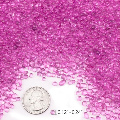 Keedolla 15 Oz Aquarium Fish Tank Pebbles Gravel for Betta Fish, Sea Glass Beads Fish Bowl Rocks Pebbles Glass Stone Polished for Aquarium, Vase Fillers, Christmas Decoration - Pink - color: Pink, size: 0.93 Pound
