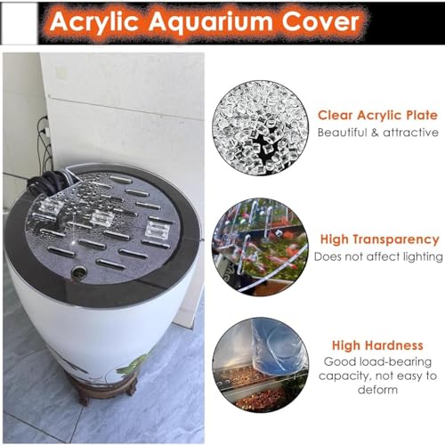 Cat-Proof Acrylic Lid for Round Aquarium - Cuttable Fish Tank Cover with Hinges & Hole, Anti-Jump Folding Terrarium Top, Ideal for Pet Safety and Easy Access