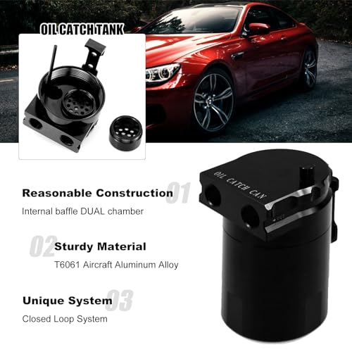 RULLINE Universal 2PCS 350ml Oil Catch Can Tank 0046 Aluminum Polish Baffled Reservoir Black - color: 2PCS Black, size: Basic version