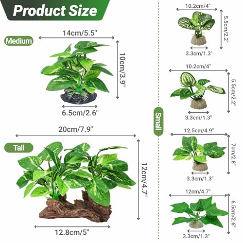 GOZILLA Silk Fish Tank Plants,Reptile Artificial Plant,Reptile Plants for Terrarium,Aquarium Decorations Accessories Set,Resin Driftwood Artificial Silk Aquarium Plant for Fish Tank.(11PCS/A-Set) - color: 11pcs/A-set