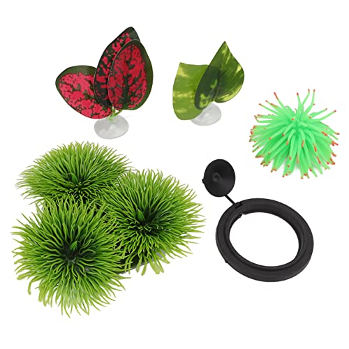 5Pcs Betta Fish Leaf Pad Set, Betta Fish Hammock with Suction Cup, Realistic Aquarium Leaf Ornament and Feeding Ring for Betta Lounger Resting Bed with Decor