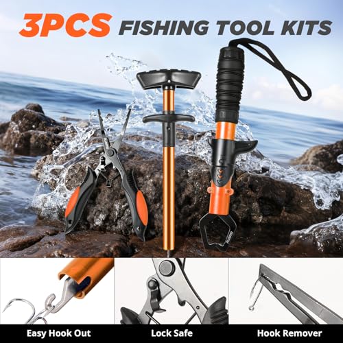 PLUSINNO Fishing Backpack with Fishing Rod and Reel Combos Tackle Boxes, Waterproof Tackle Backpack for Fishing Gear with Rod Holder, Fishing Gifts for Men with Fishing Tool Kit... - color: Khaki Camo Backpack With Rod and Reel Combo