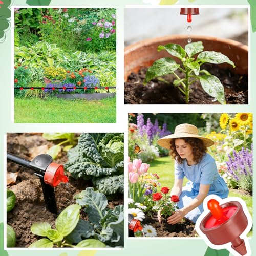 200Pcs 4 GPH Pressure Compensating Irrigation Drippers, Watering Spot GPH Dripper Drip Emitters Heads Constant Flow Outlet Heads for 1/4 Inch Irrigation Tubing for Garden Irrigation System - color: 4 GPH 200PCS