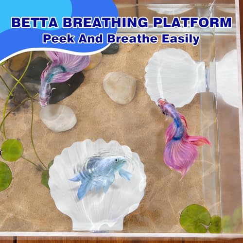 2pcs Betta Fish Shell Hammock, Large Aquarium Hammock Shell with Suction Cup, Shells Betta Resting Spot, Aquarium Decorations Accessories (White) - color: White